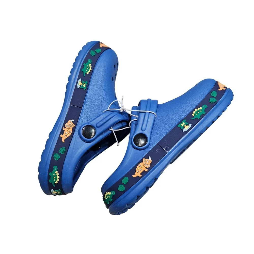 Dinosaur Clogs Kids EU 28 10-11.5K Blue Slip On Foam Water Shoes Jurassic Theme